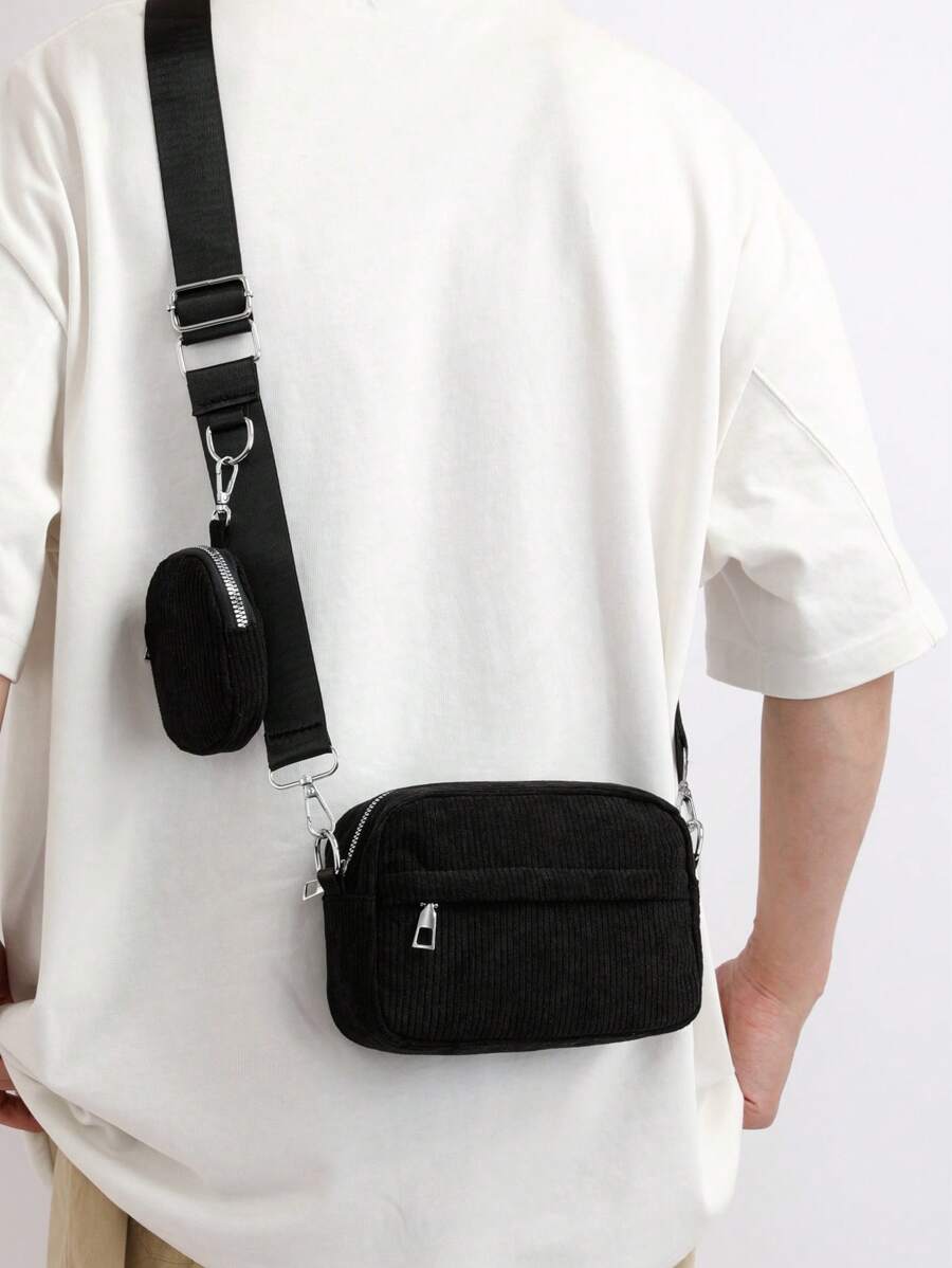 2 Stück Herren Mode Cord Umhängetasche einfarbig Schultertasche leicht, geeignet für Reisen, Schüler, Studenten, Teenager, Sommer, Lässig, Outdoor, Reisen, Abschlussgeschenke, Geburtstag, Streetwear