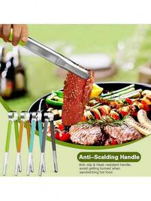 Stainless Steel BBQ Food Kitchen Tongs, Heat Resistant Grill Tongs, Kitchen Cooking Tongs, Silicone Food Tongs, Stainless Steel Kitchen Tongs With Non-Slip Handles, Non-Stick Cooking Tongs, Suitable For Baking Grilling, Camping Grilling, Serving, Cooking, Salads, Serving And Buffet, Outdoor Grilling Supplies Accessories, Kitchen Accessories.