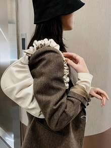 Elegant Cloud Bag, Wrinkled Style, Women's Shoulder Bag - 米色 - 查看 5