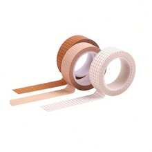 3 Rolls Solid Color Grid Washi Tape, Writable Paper Masking Tapes For DIY Scrapbooking, Arts And Crafts, Party Decorations, Gift Packing Box Sticker, School Supplies,Back To School