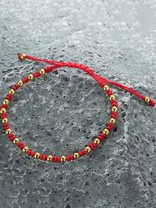 diffone Fashion Handmade Braided Rope Red Bracelet Charms Gold Beads Bracelet For Women Lover Armband Jewelry - Braided Bracelet - View 3