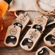 1pc Personalized Engraved Wooden Bottle Opener - Groomsmen Gifts, Wedding Favors, Boyfriend Birthday Gift, Custom Keychain,Custom Engraved Wood Bottle Opener Keychain, Boyfriend Birthday Present For Him