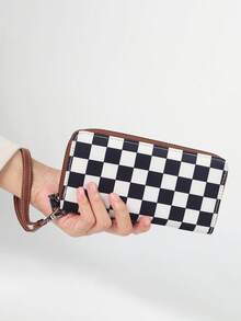 RFID Women's Wallet Fashionable Minimalist Checkerboard Pattern Wristlet Coin Purse With Waterproof Function For Women Wallet Purse Wallet Long Wallet Wristlet Wallet