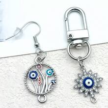 混合 5/6 件合金古银色魔鬼眼系列吊坠配件，适合 DIY 项链、耳环、钥匙扣首饰制作时尚配饰。