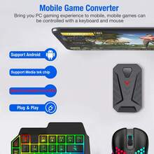 四合一手机游戏套装：单手键盘、鼠标、转换器和可调节手机支架 | 蓝牙 5.0 无线适配器 | 快速充电、零延迟、兼容手机和 FPS 游戏 | 手机游戏手柄