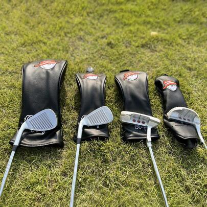 Black Golf Headcovers High Qaulity Driver Wood Cover Set Gilmore White Premium Pu Driver Fairway Hybrid Golf Wood Clubs Headcov, Providing The Best Protection For Your Golf Club.