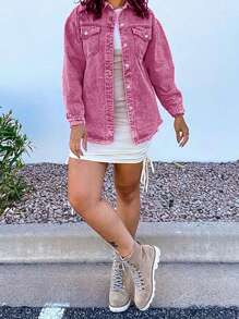 Women's Casual Frayed Denim Jacket For Commuting, Autumn/Winter