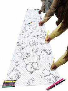 Sanrio 1Set Sanrio Hello Kitty Kuromi Cinnamoroll My Melody Family Series Highly Attractive DIY Long Scroll Graffiti Drawing Paper Super Large Coloring Drawing Paper Cartoon Scroll Creative Set