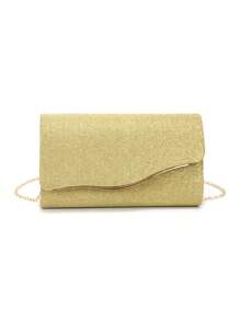 Bolso de embrague de plata para el Día de San Valentín, diseño en V con cadena metálica, con brillo y lentejuelas, bolso de fiesta para eventos, bodas y cenas, bolso de mano casual para dama
