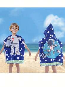 1pc Baby Hooded Bathrobe, Made Of Polyester Fiber, Soft & Dense, Highly Absorbent, Cartoon Animal Pattern, Suitable For Role Play, Party Makeup, Beach & Seaside - Multicolor - View 14