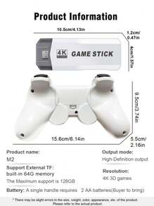 1 Set Of Home TV Game Console 4K HD Wireless Two-Player Game Controller Nostalgic Arcade Joystick Built-In 30000 Classic Retro Games PS1/GBA/FC And Other 23 Simulators Plug And Play Game Stick No Need For Network Game Box Can Be Archived Video Game Console Party Gathering Interactive Supplies