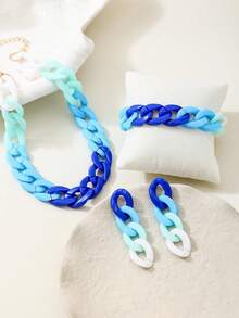 1 Set Of Minimalist Matte Retro Original Elegant High Atmosphere Simple Earrings Necklace Set - Brown - View 8