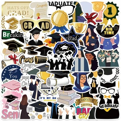 50 张毕业贴纸 2025 大学 2025 届毕业装饰贴纸 学校学生毕业派对装饰 2025 防水乙烯基贴纸，适用于水瓶、笔记本电脑、滑板剪贴簿计划贴花