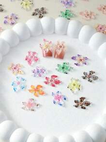 10/30/50/100 piezas Decoraciones de uñas con flores de colores mezclados, accesorios de arte de uñas 3D DIY
