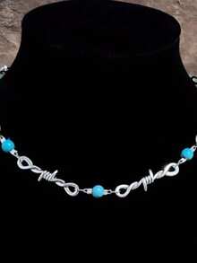1pcs Imitation Turquoise Spiked Gothic Fashion Stainless Steel Multicolor Women's Necklace For Party, Date Or Birthday Gift - 彩色 - 查看 3