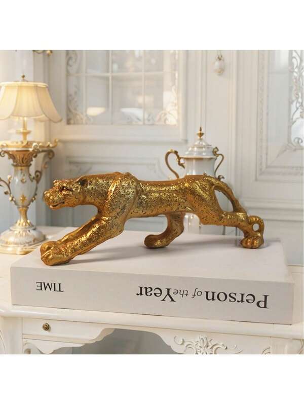 5pcs Assorted Color Resin Leopard Sculpture, Home Decor Animal Figurines, Ideal For Living Room, Desk, Cabinet, Holiday Gifts And Tabletop Decoration