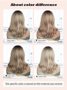 16 Inch Long Body Wave Ombre Blonde Synthetic Wig Middle Part Light Blonde Long Curly Wig For Women Daily Paty Cosplay Wigs,Vacation Travel Family Party Everyday Wear,Mother's Day Gifts,Eid Al-Fitr Gifts
