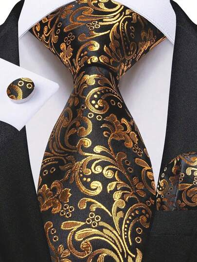 Conjunto de Gravata Masculina, Conjunto de Gravata Clássica da Moda com Abotoaduras para Festas de Negócios