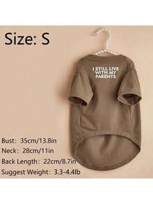 Thin Khaki Pet Letter T-Shirt