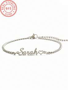 925 Silver Custom Personalized Name Anklet Jewelry With Nameplate Charms, Vacation, Party And Christmas, Mother's Day, Valentine's Day, Thanksgiving Gifts Gifts For Her (Customization In English Only) - Multicolor - View 4