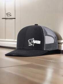 1 Piece Adjustable Dad Hat Truck Driver Baseball Cap, Printed With "NASH" Fish Pattern - Lightweight, Breathable, Suitable For Daily Leisure And Outdoor Sports - Ideal Father'S Day Gift, Casual Headwear, Camping, Picnic, Sports Cap
