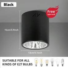 Faretti a incasso ad alta luminosità di grandi dimensioni, forma quadrata/rotonda, attacco lampadina E27 sostituibile, alloggiamento in metallo, tensione AC 85-265V, adatto per uso domestico, living, negozi, supermercati, centri commerciali, ristoranti, caffè, bar, gallerie, lobby, scale, camera da letto, cucina, soffitto, parete