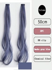 Long Curly Hair Color Hair Piece Hair Extensions Clip In Highlight Rainbow Hair Streak Pink Synthetic Hair Strands On Clips - Multicolor - View 9