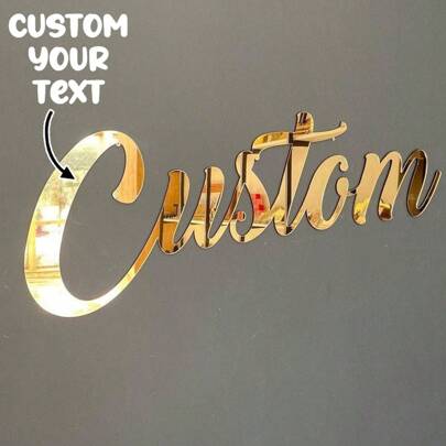 1 pieza Letrero personalizado de espejo acrílico dorado, decoración de habitación, decoración del hogar, regalo festivo, logotipo de espejo acrílico, letrero de boda de espejo dorado, decoración de boda, decoración de pared, letrero de bienvenida, letrero acrílico, ideal para fiestas festivas, fiestas de Navidad, bodas, aniversarios, regalo único para familia, amigos, novia, novio, renovación otoñal del hogar, decoración navideña, armonía del hogar