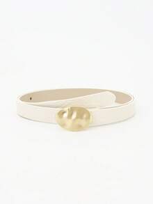 1条女士不对称圆扣鳄鱼纹腰带，时尚简约个性腰带，适合日常佩戴 - 彩色 - 查看 8