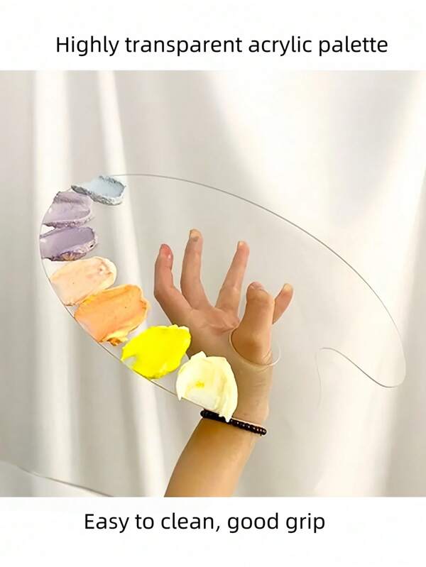 1 pièce Palette de peinture acrylique transparente ovale pour huile et aquarelle, rentrée scolaire, fournitures scolaires