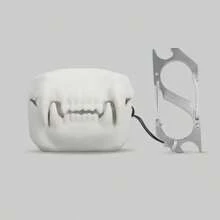 bandai Funda divertida para teléfono, funda fea para teléfono 4 piezas/Funda protectora de silicona con diseño de dientes de tigre para Pro 2, funda de caricatura con diseño en 3D para auriculares Bluetooth de tercera generación 4
