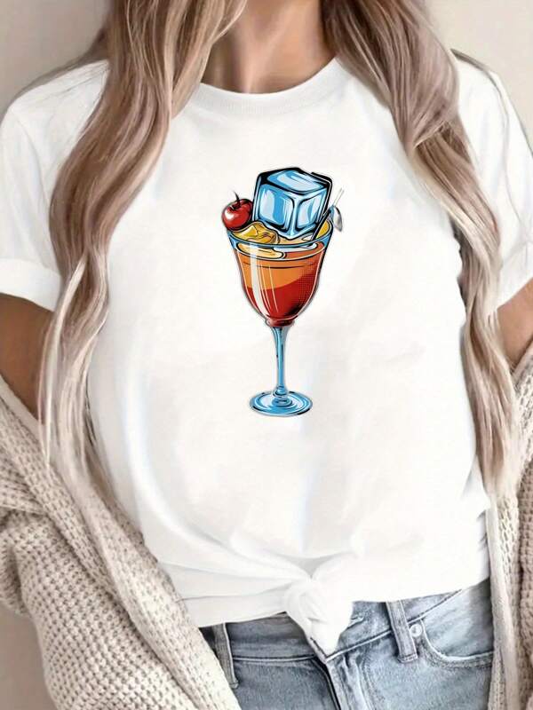 T-shirt d'été décontracté à manches courtes en coton 220 g avec col rond et manches courtes (1 pièce)