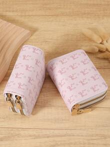 Pink Bow Heart Pattern Multi-Function Coin Purse, Dual Zipper Card Holder, Multi-Card Slot Card Case, Can Store Credit Cards, Lightweight & Minimalist, Fashion & Modern, Business Versatile, Suitable For Anniversary, Christmas, Valentine's Day, Birthday And Other Occasions, Also Can Be Given As A Gift To Lover, Female, Girl, Lady, Or Used As Backpack, Dorm And Back To School Supplies - Pink - View 8