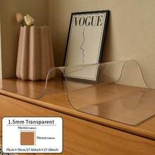 1pc Vinyl Table Mat Protector, 1.5mm Thick, Semi-Transparent, Stain-Resistant, Waterproof, Solid Color, Non-Textile, For Dining, Coffee Tables, Desks - Thanksgiving Decor - Transparent 1.5mm - View 45