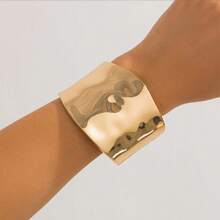 1 pièce Bracelet manchette large ondulé épais en or et argent (La texture et la couleur du bracelet sont sujettes au produit réel)