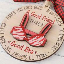 3styles Friendship Gifts For Women Friends, 'A Good Friend Is Like A Good Bra', Funny Double-Layer Wooden Ornaments, Birthday Gifts For Good Friends, Holiday Gifts, Home Decoration, Christmas Tree Decoration - Multicolor - View 10