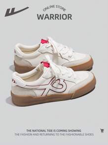 WARRIOR 1 Pair Women's Flat Lace-Up Casual Fashionable Versatile Couple Sneakers
