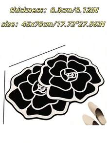 Alfombra de baño lavable con diseño floral, alfombra de baño antideslizante, alfombra de baño, secado rápido, diseño floral, alfombra de baño con camelias blancas y negras, alfombra suave y absorbente, decoración de Pascua para la entrada/duradera/fácil de limpiar/adecuada para sala de estar, dormitorio, entrada, cocina, baño, sala de juegos, estudio; alfombra lavable, alfombra de área para baño y cocina
