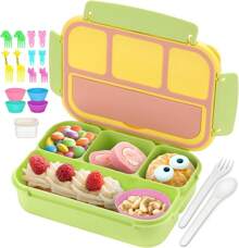 Children's Bento Box, Girls' Bento Box, Boys' Bento Box, Portable Food Container, Portable Bento Box With Lid, Food Storage Container, School Leak Proof Food Storage Box, This Bento Box Set Includes A 1200ml/40oz Lunch Container, A Separate Sauce Cup, Plastic Fork And Spoon, 10 Animal Food Picks, And 4 Pancake Cups. Specially Designed For Children And Adults Who Love Lunch Boxes