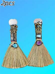 1pc Mini Crystal Magic Broom Decor For Home, Can Also Be Used For Desktop Cleaning, Halloween & Christmas Gift Home Decor Halloween Decor Fall Decor