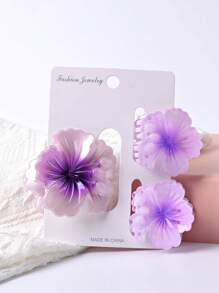 Set de 3 pinzas para el cabello con forma de flor de tamaño mediano, combinación de colores degradados de 6cm+4.5cm, accesorios de moda elegantes para el cabello de mujer, pinzas de estilo bohemio para accesorios de playa, otoño e invierno para atuendos de vacaciones