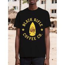 Black Rifle Coffee Co. Men'S T-Shirt - 100% Cotton Soft, Casual Crew Neck With Arrow And Star Print, Casual Short Sleeve Geometric Print For Everyday Wear And Outdoor Activities As Present - Black - View 1