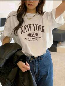 200g Pure Cotton T-Shirt 2025 Summer Ladies New Short Sleeve Pure Cotton Holiday Pattern Short Sleeve Round Neck Couple Wear Small Shirt Tops - 白色 - 查看 1