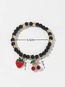 Pulseira feminina de contas de cristal e frutas delicadas, estilo boêmio, 1 peça, colorida e versátil