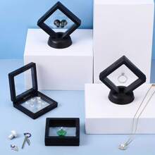 20pcs Plastic 3D Floating Display Frame, Jewelry, Coins & Collectibles Display Box, Transparent Packaging, Suitable For Craft Exhibitions, Home Decor And Beading Supplies