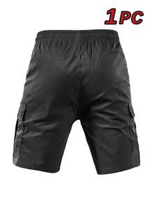 Quần short cargo cạp chun có dây rút và túi lớn, quần dài mùa hè casual ngoài trời dành cho cả nam và nữ, màu đen. - màu đen - Xem 4