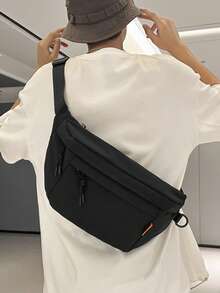 Casual Sports Bag, Large Capacity Chest Bag, Waist Bag, Black Shoulder Bag, Campus Style Bag, Summer Dad Vibe New College Student Bag, Sling Bag, Waist Bag, Fanny Pack, Multi-Pocket Casual Dad Bag, Gift, Holiday Essential, Chest Bag, Side Bag, Shoulder Bag, Gift, Holiday Must-Have, School Supplies, Backpack, Spring Study Supplies, Suitable For All, Couple Belt Bag For Men Hiking Accessories Pouch Phone Bag