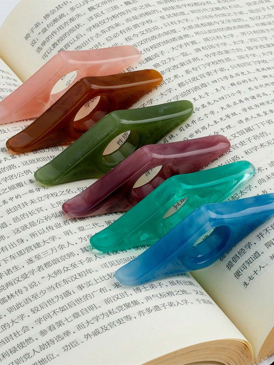 2/4-Piece Resin Thumb Book Clip Set, Reading Clip, Page Opener, Thumb Ring, Book Accessory. A Gift For Book Lovers, Readers, Students, And Teachers. - Multicolor - View 1
