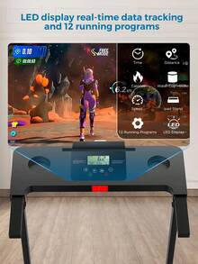 Portable Home Treadmill, 3.0 Horsepower Silent Brushless, 300 Pounds Load-Bearing, Foldable, Small Home Office Walking Treadmill, Handrail, LED Display Screen, Black - View 3