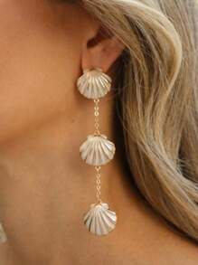 2 piezas de pendientes de aleación con borlas y conchas bohemios de colores múltiples para mujeres, adecuados para uso diario, fiesta, viaje, playa y vacaciones